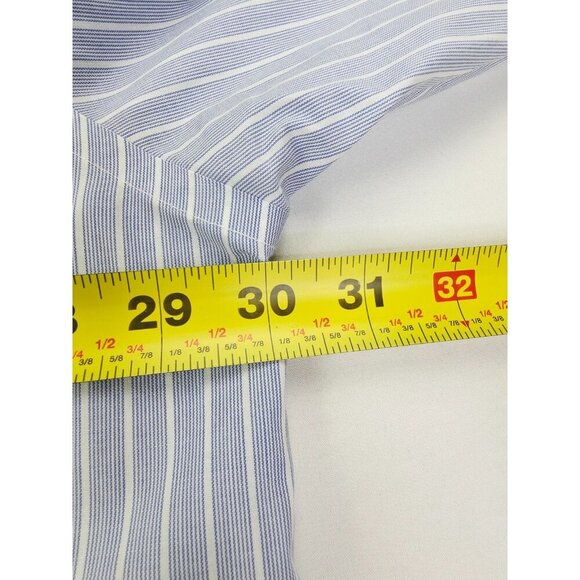 Stafford Size 19 36-37 Big Blue White Stripe L/S Travel Performance Super Shirt - Picture 2 of 9